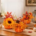 thumbnail image 7 of Racsoh Mini Artificial Pumpkin Tabletop Ornament, Faux Fall Floral Arrangement with Sunflower and Berry, for Thanksgiving Halloween Mantel Decor (B), 7 of 7