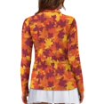 thumbnail image 4 of Aplkyhs Fall Maple Leaf Golf Shirts for Women Long Sleeve Cloth Quarter Zip Lightweight Fit Plain Machine Washable Suitable for Outdoor Sports for Winter Outdoor Sports, 4 of 7
