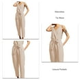 thumbnail image 5 of Women Casual Jumpsuit Sleeveless V Neck Wrap Tie Waist Elegant 1 Piece Outfit for Party Club Wedding Leisure Outdoor Apricot XL, 5 of 6
