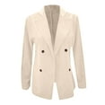 thumbnail image 4 of XFLWAM Women's Corduroy Elegant Work Blazers Jackets Retro Open Front Cardigan Plus Size Long Sleeve Business Coat Beige XL, 4 of 5