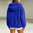 thumbnail image 6 of Womens Fleece Jacket Solid Color Long Sleeve Zip-Up Fleece Hooded Jacket with Drawstring and Pockets Winter Casual Fleece Outerwear Coats, 6 of 8