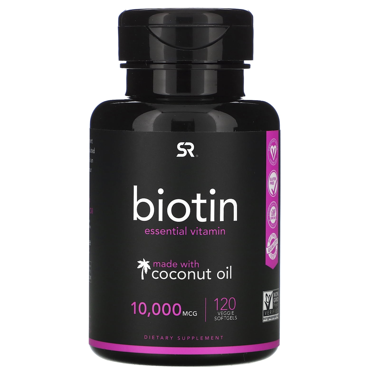 Sports Research Biotin with Coconut Oil, 10,000 mcg, 120 Veggie