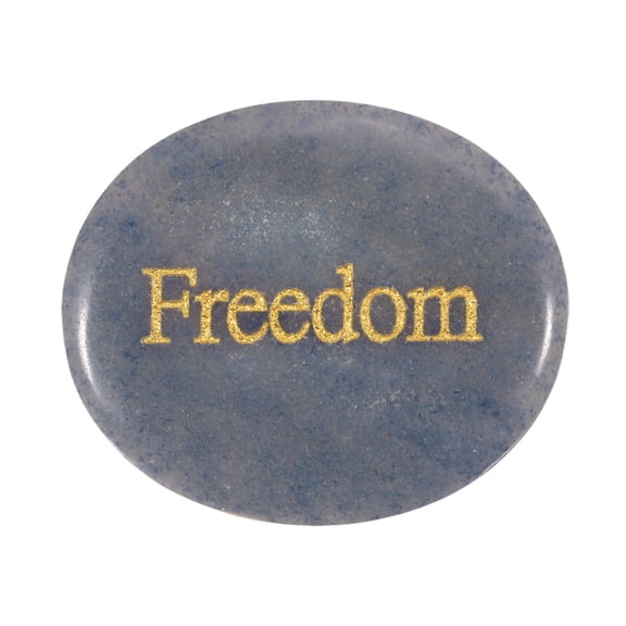 Uxcell Natural Thumb Worry Stone, 1.8"x1.5" Oval Crystal Stone with Inspirational Words, Pocket Rock Anxiety Crystals for Women Stress Gifts Meditation, Blue(Style 31)