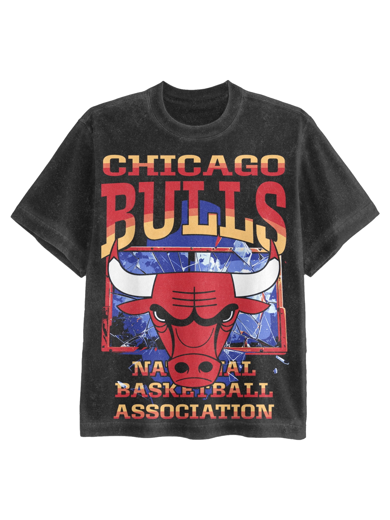 NBA Chicago Bulls Men's & Big Men's Front & Back Boxy Fit Mineral Wash Graphic T-Shirt, Sizes XS–4XLT, 2XB–5XB