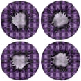thumbnail image 2 of Shower Caps,Halloween Purple Checkered Ghosts and Icons Waterproof Shower Cap for Women 4 Pieces,Double Reusable Hair Cover for Shower PEVA Elastic Stretch Hem, 2 of 7