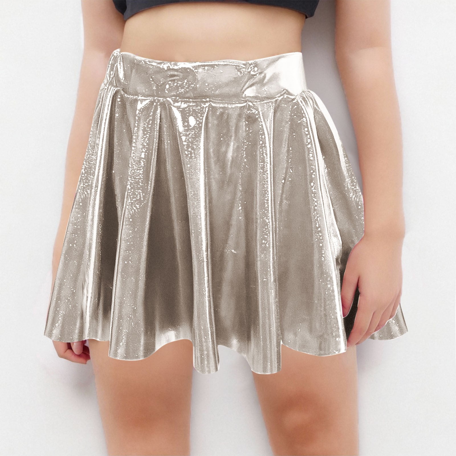 Zwiiyzr 2025 Girls Sequin Skirt Sparkle Glitter Shiny Pleated