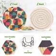 thumbnail image 4 of Yayeee 6 PCS Drink Coasters with Holder Set Woven Absorbent Round Tabletop Hot Pad, Retro Geometric, 4 of 7