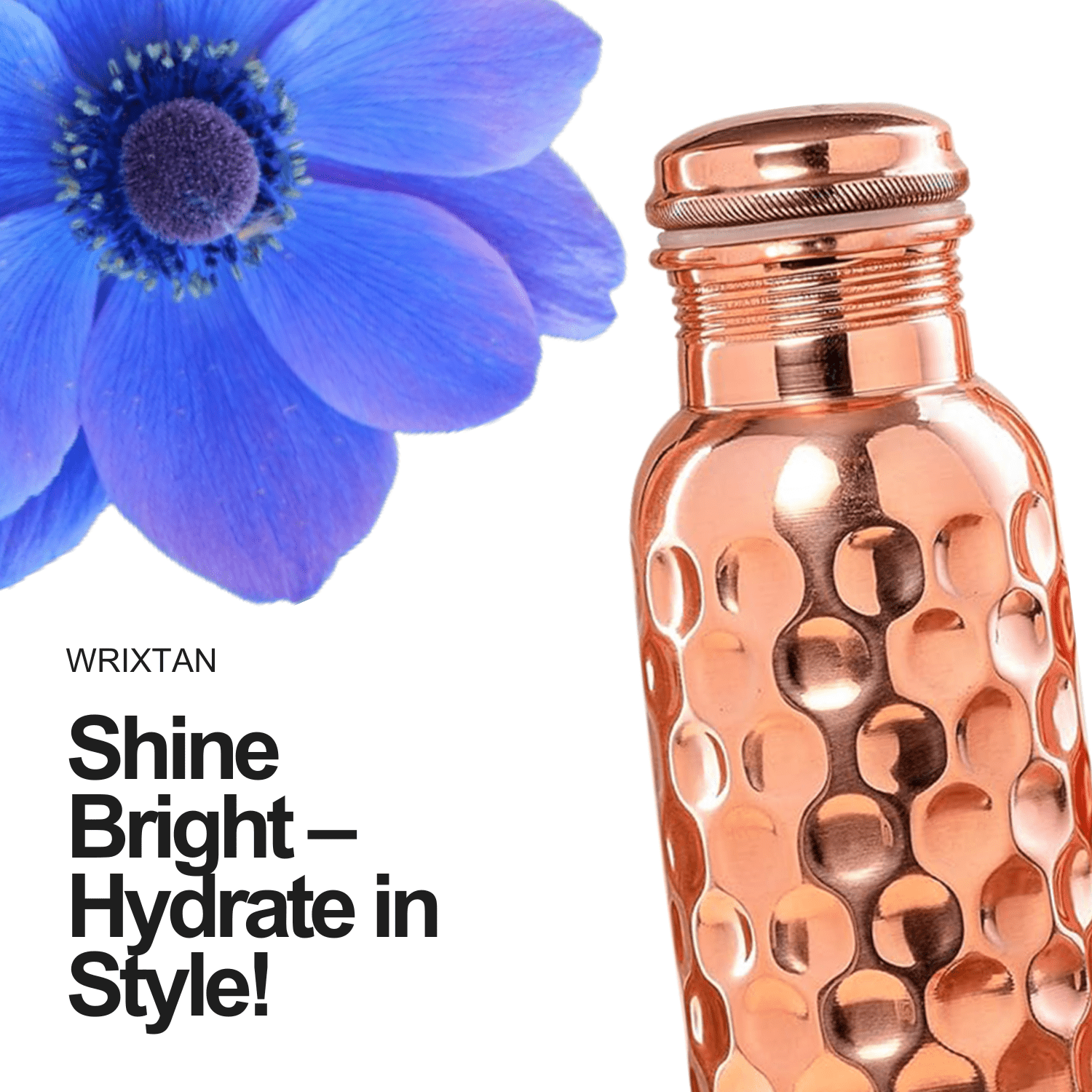 Wrixtan Diamond Copper Water Bottle, 1 Liter