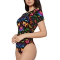 thumbnail image 2 of Easygdp Mexican Flower Traditional1 Women'S Waist-Cinching Short-Sleeved Onesie, Olastic Onesiet,Snaps At Bottom,Easy To Put On And Take Off - Large, 2 of 9
