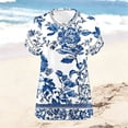 thumbnail image 5 of Mceream Plus Size T Shirts for Women Short Sleeve V Neck Raglan Tunic Tops Casual Floral Print Summer Tshirts Oversized Loose Fit Tees Spring Fashion Clothes Vacation Outfits Blouses Navy XXXXL, 5 of 6