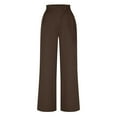 thumbnail image 4 of REALiKUN Women's Wrap Front Wide Leg Long Pants Elastic Waist Solid Loose Trousers, 4 of 7