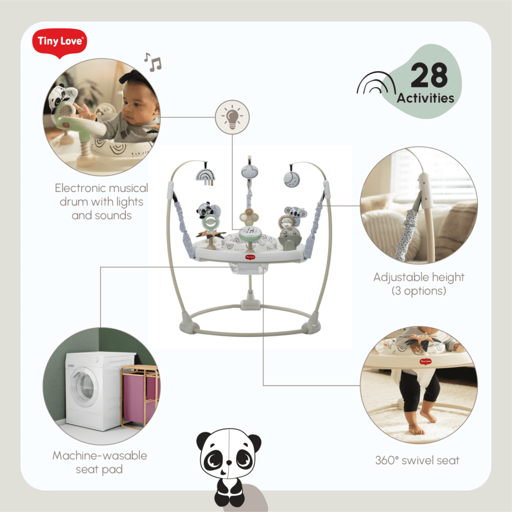 Tiny Love Black & White 4-in-1 Jump & Play Stationary Activity Center