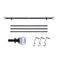 thumbnail image 2 of Curtain Rod Adjustable Window Curtain Rods with clear acrylic plexiglass square finials, 3piece brackets, hardware kits. Black 48-86 inches., 2 of 8