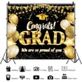 thumbnail image 3 of 2025 Graduation Party Backdrop Congrats Grad Congratulations Class of 2025 Black Gold Bachelor Cap Balloon Graduate Prom Decorations Background Birthday Cake Table Banner Photo Booth, 3 of 10