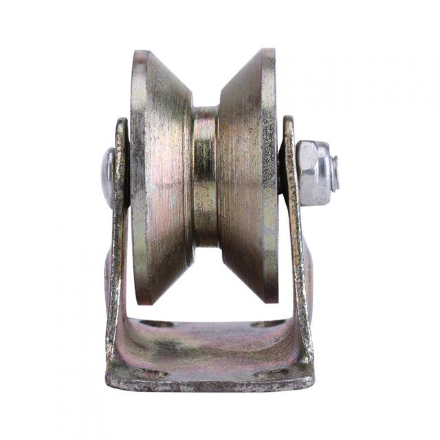 LHCER 2pcs 2 V Type Wheel Track Rail W/ Bracket Sliding Gate Roller Steel,Sliding Gate Roller Steel V Type Wheel w/ Bracket, V Type Wheel w/ Bracket