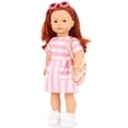 thumbnail image 2 of Gotz: Precious Day: Julia Summer - 18" Standing Poseable Doll, Pink-White Striped Dress, Woven Purse & Sunglasses, Red Hair, Collectible Toy, Kids 3+, 2 of 8