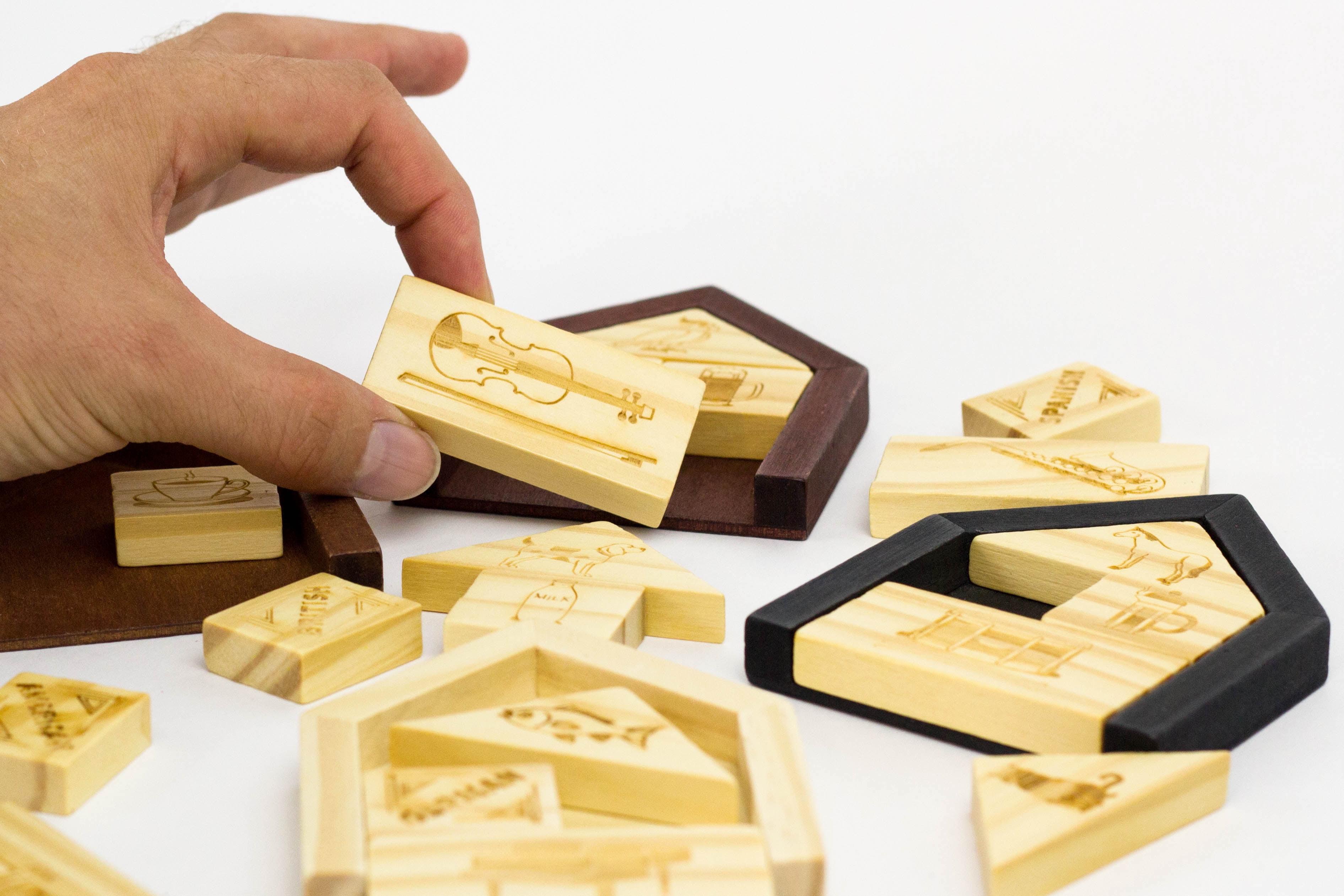 Einstein Brain Teaser Wooden Puzzle - Solve Clues to Find Fish