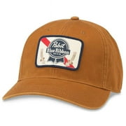 Pabst lue Ribbon Patch Tan Colorway Rounded Bill Adjustable Hat, Blue