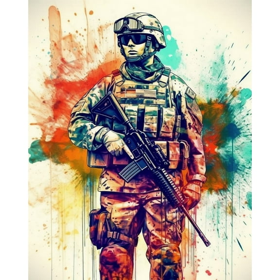Paint by Numbers Kit for Adults -American Soldier- Beginners Acrylic Adult Paint by Number Kits on Canvas Digital Oil Number Painting Kits for Home Decor Gift 16"x20"-