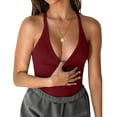thumbnail image 2 of OIUUAK Women Workout Tank Tops, V Neck Racerback Y2K Going Out Ribbed Basic Slim Fit Yoga Gym Workout Shirts 2026 Summer Camisole Tee Blouse, Wine, 2 of 7