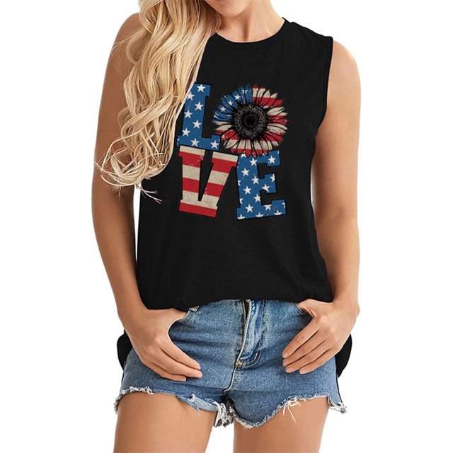LSLJS Débardeurs à Col Rond pour Femmes Mode Décontractée T-Shirt à Manches Courtes Imprimé Lettre Blouse