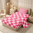 thumbnail image 2 of Homewish Classic Checkerboard Twin Sheets 3pcs for Girls, Geometric Gingham Bedding, Hot Pink,1 Fitted Sheet, 1 Flat Sheet and 1 Pillowcase, 2 of 6