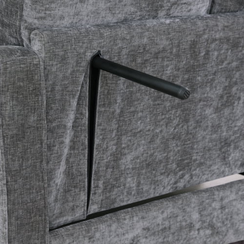 2-Seater Sofa Modern Chaise Lounge with Storage Footrest, Irregular Curved Armrests, Plush Checkered Cushions, 2 Throw Pillows, Grey