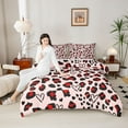 thumbnail image 4 of jejeloiu Leopard Print Texture Bedding Comforter Set,Modern Abstract Geometric Twin Comforter Sets,Pink Cheetah Print Bedding Set For Girl,Microfiber Bedroom Decor Reversible,2 Pieces, 4 of 8