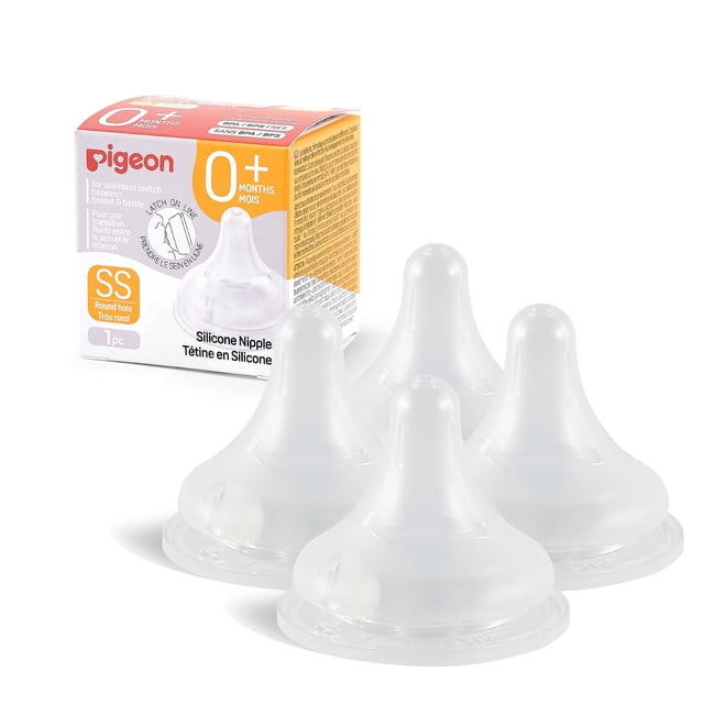 Silicona Nipple PIGEON (SS) con línea de cierre para más de 0 meses, 4 unidades