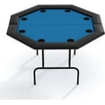 thumbnail image 1 of 47 Inch Octagon Foldable Poker Table, 8 Player Texas Holdem Gaming Table with Cup Holders, Water Resistant Cushioned Rails, Portable Card Table for Home Party Game Night - Blue（plastic cup）, 1 of 7