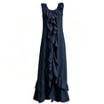 thumbnail image 5 of ZQUUVOU Maxi Dresses for Women V Neck Ruffle Sleeveless Loose Flowy Tiered Sundress Vintage Boho Sun Dresses Dark Blue, 5 of 5