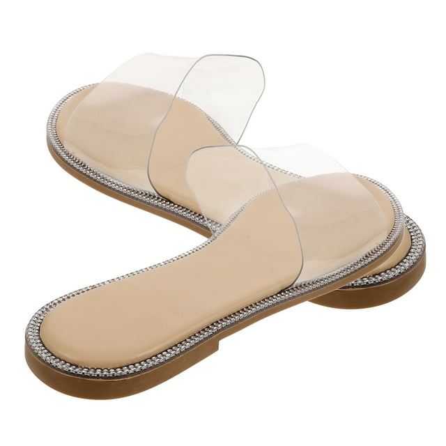 WEUVEB 1Par Sandalias Transparentes Con Suela Plana Para Uso En Y Exterior