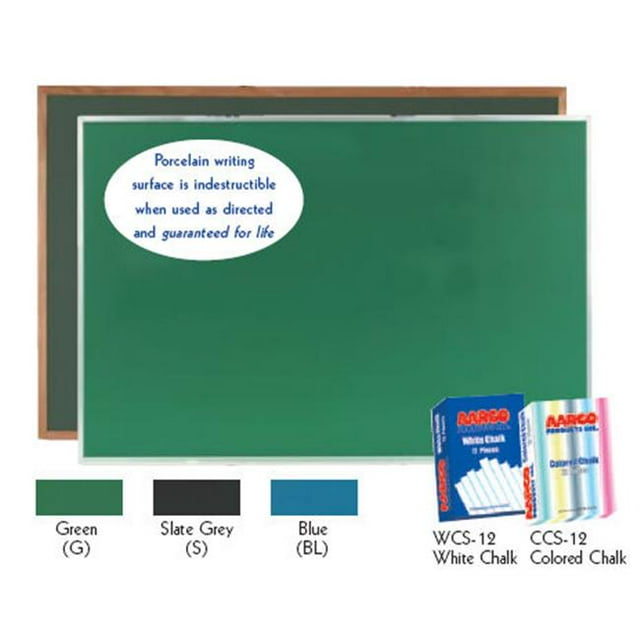 Aarco Products DS3648G Porcelain on Steel Chalkboard Satin Anodized Aluminum Frame - Green