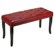 Cortesi Home Mozart Tufted Piano Bench Ottoman, Red