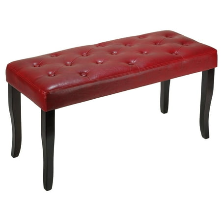 Cortesi Home Mozart Tufted Piano Bench Ottoman, Red