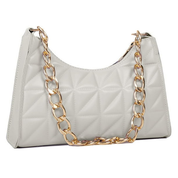 Nuevo bolso de mano tipo baguette de cuero artificial con contraste de diamantes y un solo hombro debajo del brazo