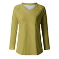 thumbnail image 4 of Women's Long Sleeve T Shirts Scoop Neck Slim Fit Going Out Tops, Tight Long Sleeve Shirts for Women, Basic Tees for Women Yellow M, 4 of 4