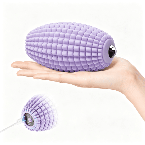 DUPAI Silicone Vibrating Massage Ball with Rolling Head,3-Speed Myofascial Massage Roller for Plantar Fasciitis Relief,Hip & Psoas Release,Trigger Point Therapy for Neck,Back,Foot (Purple)