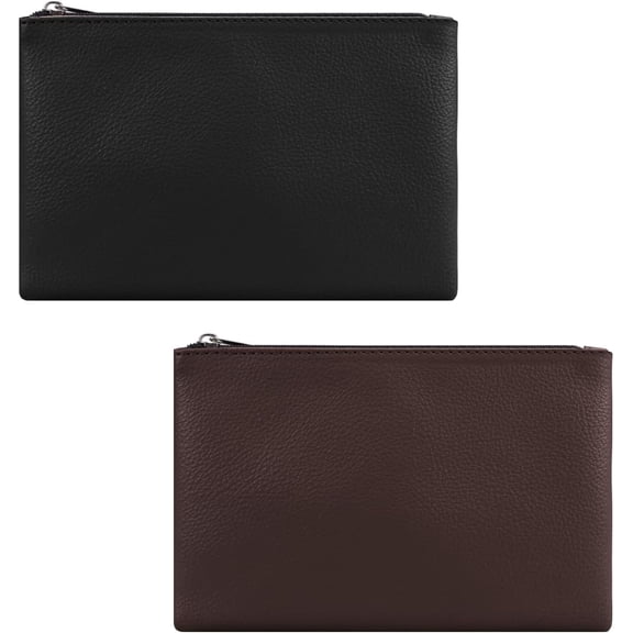 Coin Pouch 2pcs, PU Leather Change Purse Coin Purse for Women and Girls, Money Pouch with Zipper Coin Purse Wallet for Credit Card, Cash (Large - Style 2)