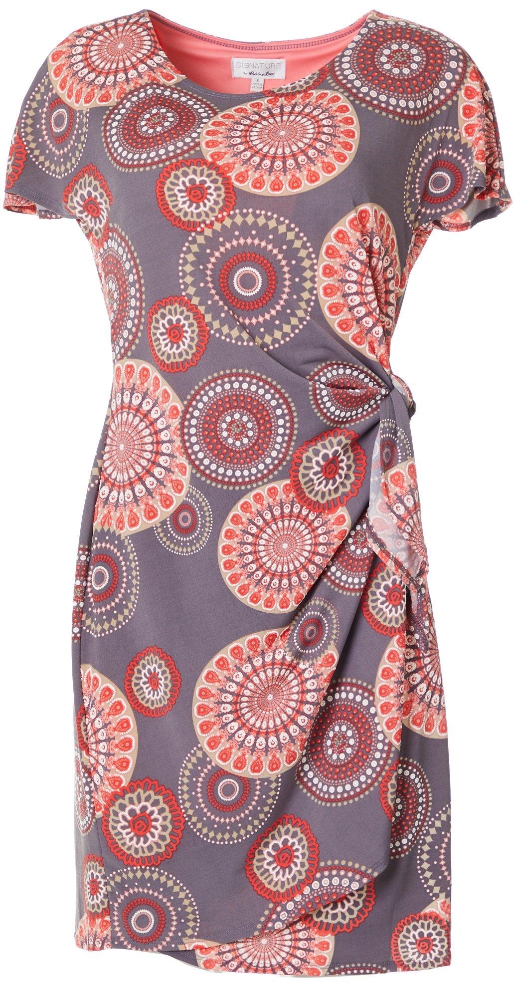 Puff Print Faux Wrap Dress 