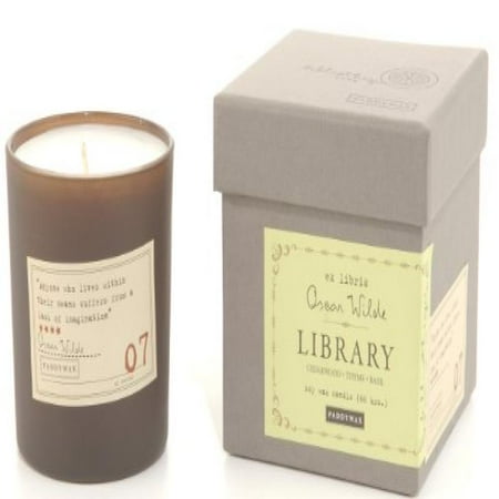 Cedar Glass Candle - Paddywax Library Collection Oscar Wilde 6.5 Ounce Glass Candle, Cedarwood, Thyme, Basil