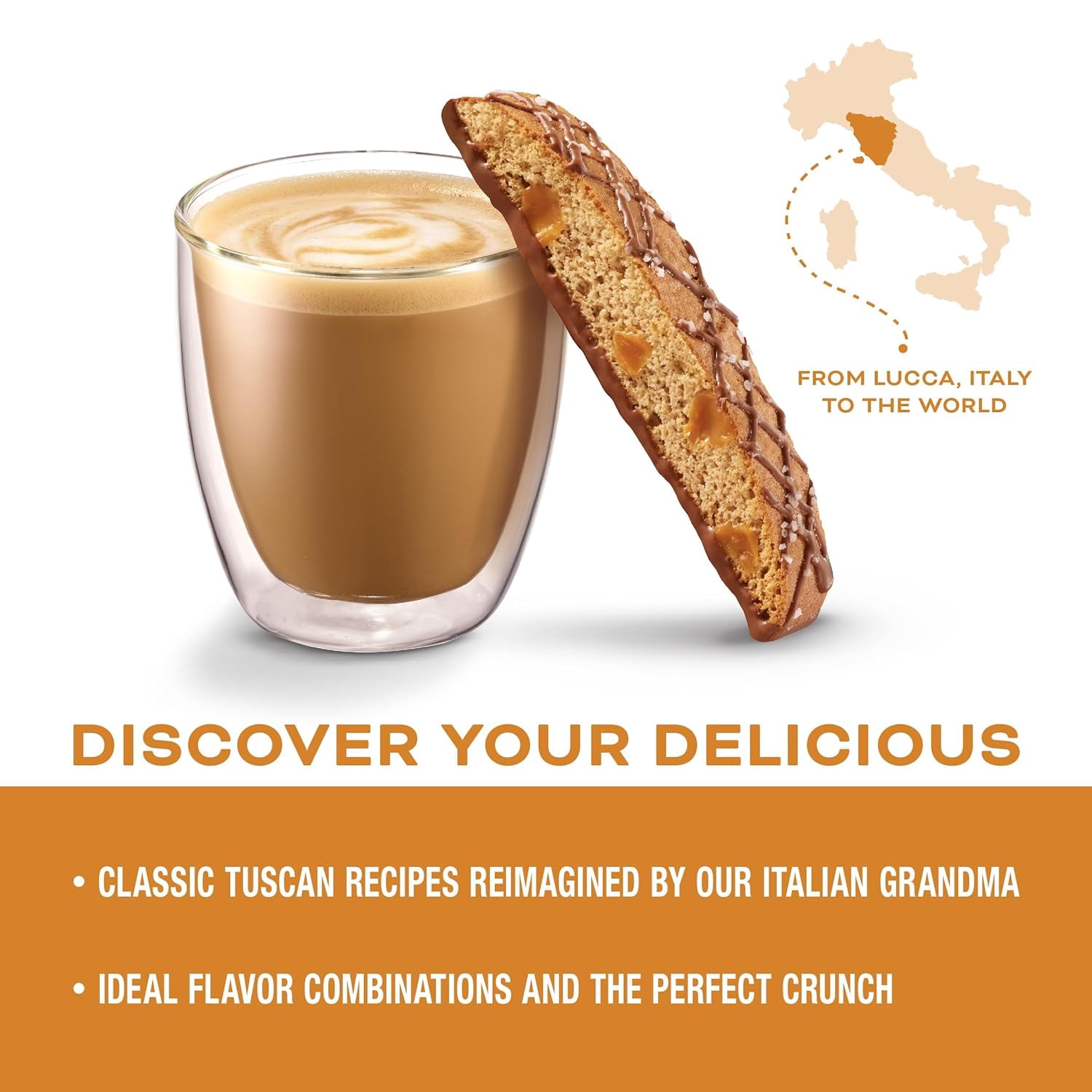 Nonni's Salted Caramel Biscotti, Italian Cookies 8 ct, 3 Pack