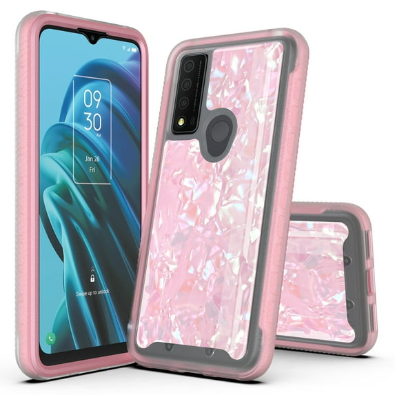 TCL 30 XE 5G Case, Rosebono Hybrid Graphic Design Pattern Cover Case For TCL 30 XE 5G (Pink Shell)