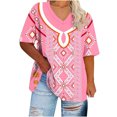 thumbnail image 2 of Aloohaidyvio Plus Size Shirts for Women,Women's Soft Vintage Flower T Shirts Summer Short Sleeve V Neck Casual Soft Tops 2024 Trendy Loose Basic Tee Blouse, 2 of 4