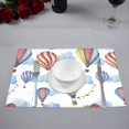 thumbnail image 2 of MKHERT Watercolor Cartoon Hot Air Balloon with Flag Garlands and Clouds Placemats Table Mats for Dining Room Kitchen Table Decoration 12x18 inch,Set of 4, 2 of 4
