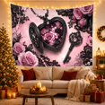 thumbnail image 3 of Heart Locket Scene with Key Pearls and Roses, Romantic Vintage Style for Gothic Decor Fans, Dark Wall Decor, Halloween Gift, Tapestry Wall Hanging for Bedroom and Dorm, 3 of 7