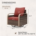 thumbnail image 4 of COOS BAY Outdoor Wicker Glider Chair Patio Rattan 360° Swivel Rocking Chair with Red Cushions for Garden, Poolside, Backyard (Set of 1), 4 of 8