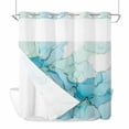 thumbnail image 2 of No Hook Shower Curtain with Snap in Liner, Gradient Teal Marble Texture Curtain Set See-Through Top Double Layers Abstract Watercolor Geometric Shower Curtains for Bathroom Decor, 72x72in, 2 of 9