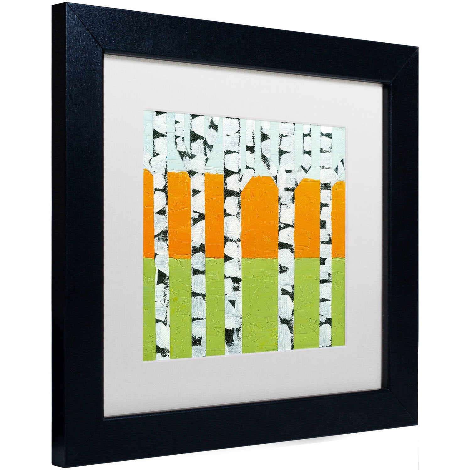Trademark Fine Art "Seasonal Birches - Spring" Canvas Art by Michelle Calkins, White Matte, Black Frame