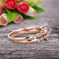 thumbnail image 4 of 1.50 Carat Round Cut Aquamarine Bridal Set Engagement Ring With Matching Band 10k Rose Gold Art Deco Vintage Look, 4 of 5